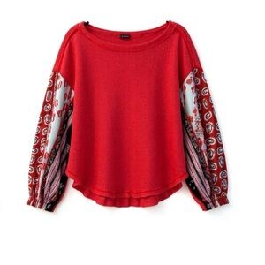 We The Free Red/Orange Boho Top-Oversized